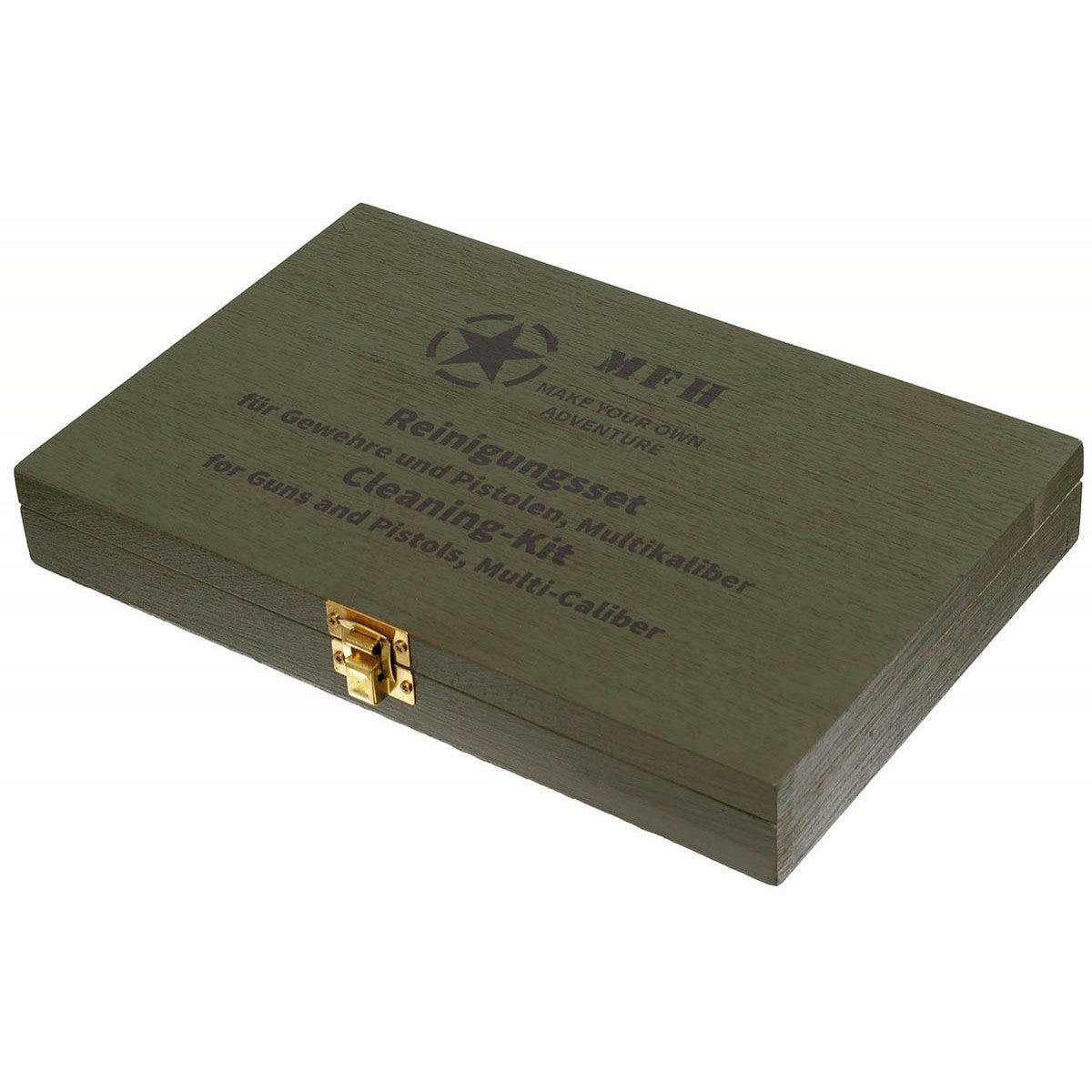 Reinigungsset, für Gewehr und Pistole, Multikaliber, Holzbox