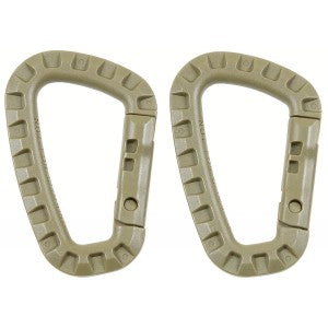 Karabiner, Plastik, coyote tan D 7 mm x 8,5 cm, 2er Pack