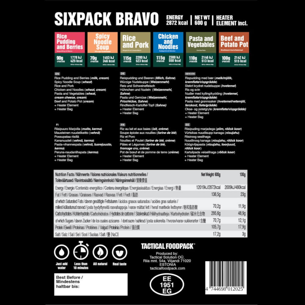 Tactical Foodpack 2-Tages-Ration Sixpack Bravo